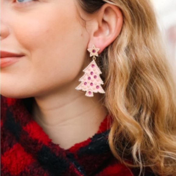 NWT Christmas Tree Star Rhinestone Holiday Earrings - Picture 1 of 5